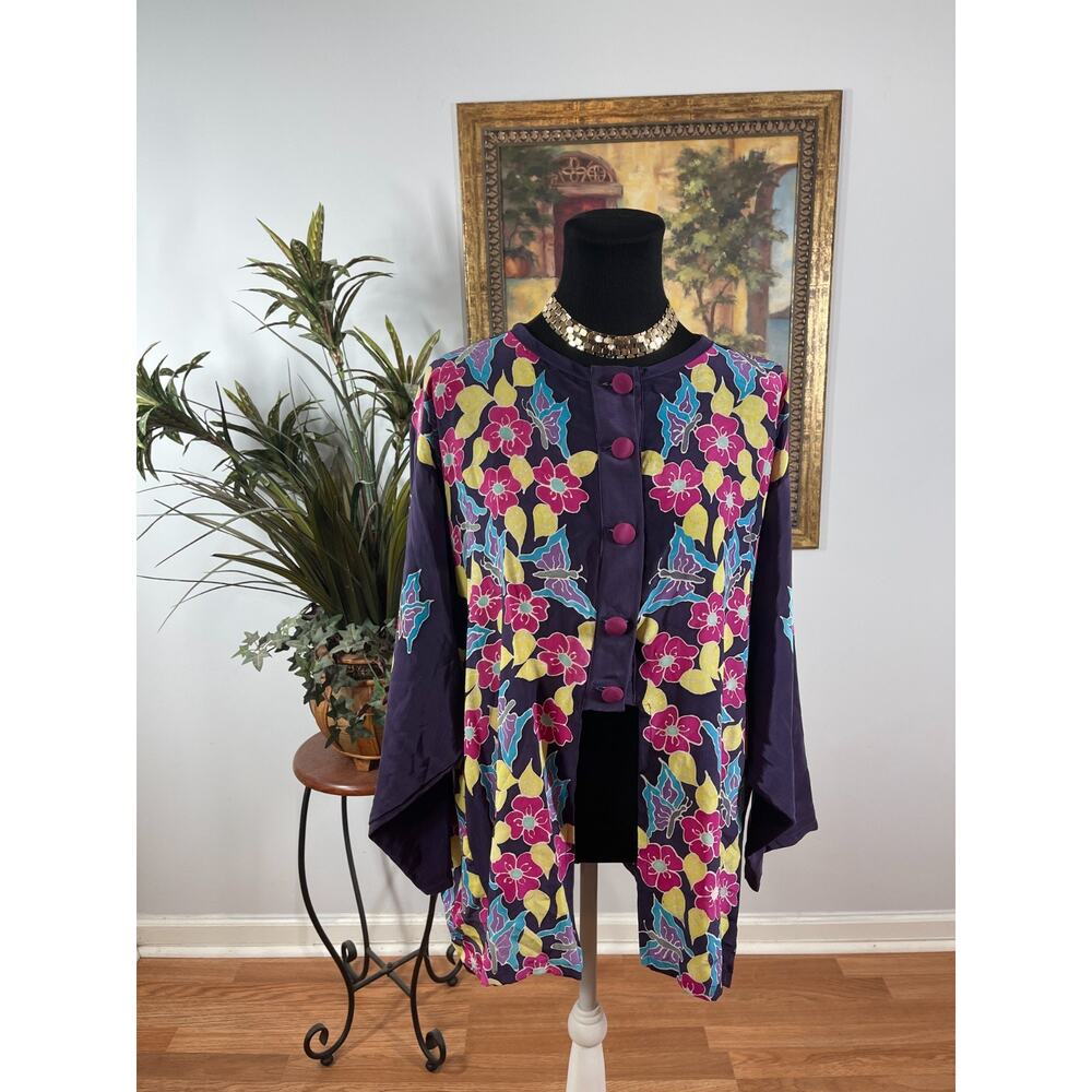 Women's Plus Top XXL Butterfly Print Button Front‎ Whimsical Kidcore Maximalist